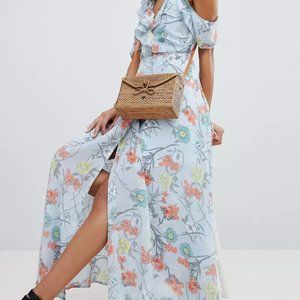 NWT PrettyLittleThing Maxi Floral Wrap Dress